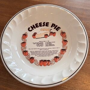 Cheese Pie Recipe Ceramic Dish (Festival Ironstone Faience) Rare - 1984